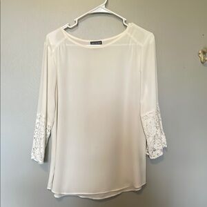 Van Heusen Cream Lace Sleeve Women's Blouse